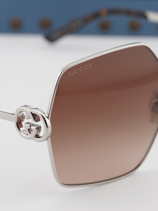 Gucci GG2163S 003 Square Sunglasses - Silver/Brown Gradient main image 5